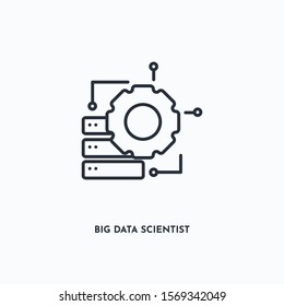 Big data scientist outline icon. Simple linear element illustration. Isolated line Big data scientist icon on white background. Thin stroke sign can be used for web, mobile and UI.