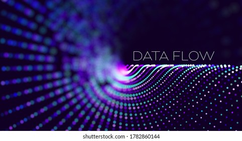 Big data. Security technology digital wave background concept. Bigdata abstract vector background. Binary code structure. Wave flow. Data radar stream.