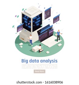 Big data service isometric composition with compute and storage architecture collecting managing real time analytics vector illustration 