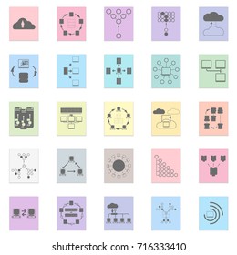 Big data set Vector black icon on color sticker