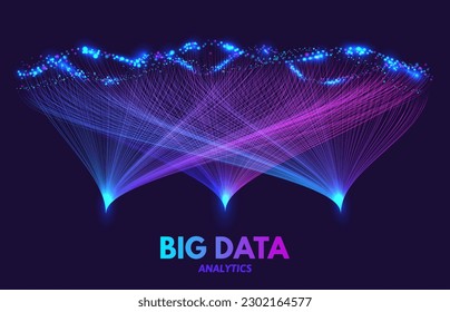 Ordenación de grandes datos. Visualización compleja de la información de la clasificación de la base de datos, análisis digital o conexiones de redes sociales ilustración abstracta del concepto vector de la tecnología de negocios de la red