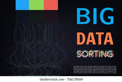Big data sorting algoritm visualization. Graphic abstract background. Vector illustration