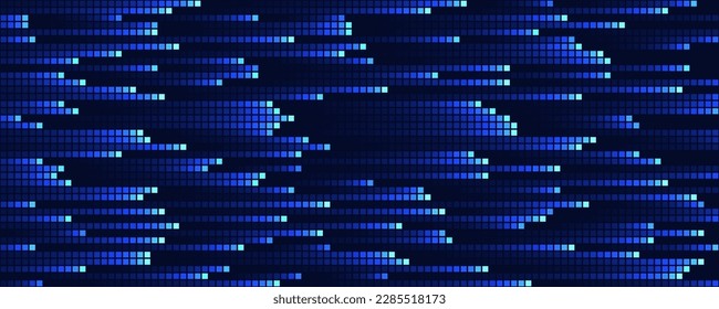 Big Data Sorting Pixels. Blockchain Computer Data Flow Flying Bits Visualization. Computer Memory Buffer Overflow Problem. Pixel Data Flow Matrix in Metaverse Cyberspace Vector Illustration.