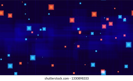 Big Data Space Seamless Background with Neon Shapes. Abstract Modern Texture. Digital Tech Neon Pattern. Futuristic Led Background.