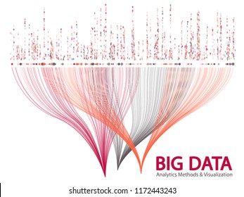 Conceito vetorial de análise estatística de big data visualização. Visualização de dados de código binário 0 e 1. Análise digital informação estatística de grandes linhas de curva numérica matriz abstrata.