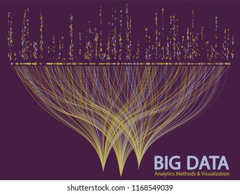 Big data statistical methods visualization concept vector design. 0 and 1 binary code matrix data visualization. Digital analytics statistical information of big number curves visual matrix.