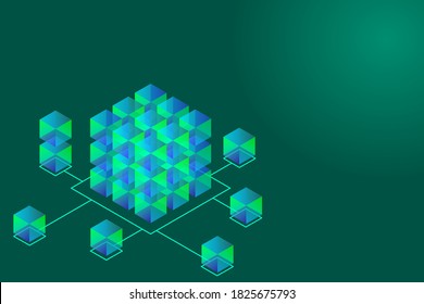 Big data storage and cloud computing technology, machine learning, artificial intelligence concept. Data center room with abstract data servers