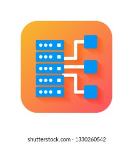 Big data, storage, database icon. Modern Icon in Flat style on Gradient background. Vector icon for any purposes, suitable for business, finance theme