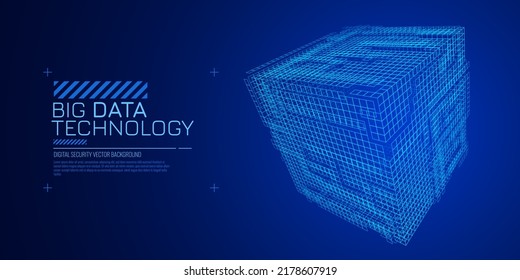 Big Data Storage Technology. Abstract Data Cube Background. Modern Technology Banner. Information Server. Vector Illustration.