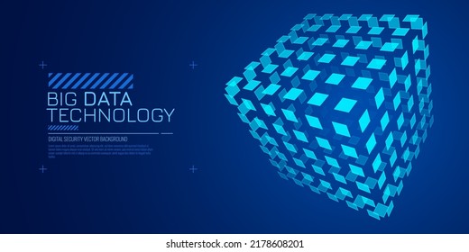 Big Data Storage Technology. Abstract Data Cube Background. Modern Technology Banner. Information Server. Vector Illustration.