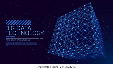 Big Data-Speichertechnologie. Abstrakter Datencube-Hintergrund. Banner für moderne Technologie. Informationsserver. In: Data Science Computer Science Algorithms Vector Illustration.