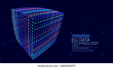 Big Data Storage Technology. Abstract Data Cube Background. Modern Technology Banner. Information Server. Data Science Computer Science Algorithms Vector Illustration.