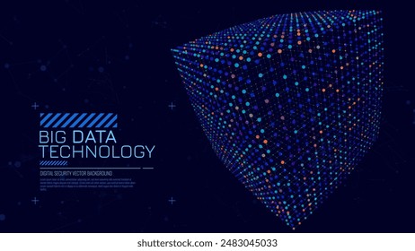 Tecnología de almacenamiento de Big Data. Fondo Abstractas del cubo de datos. Anuncio de Tecnología moderno. Servidor de información. Ciencia de datos Ilustración vectorial de algoritmos informáticos.