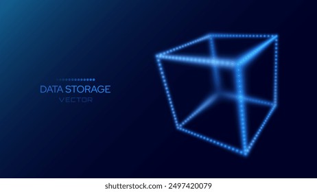 Big Data Storage Technology. Abstract Data Cube Background. Modern Technology Banner. Information Server. Data Science Computer Science Algorithms Vector Illustration.