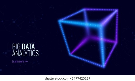 Big Data Storage Technology. Abstract Data Cube Background. Modern Technology Banner. Information Server. Data Science Computer Science Algorithms Vector Illustration.