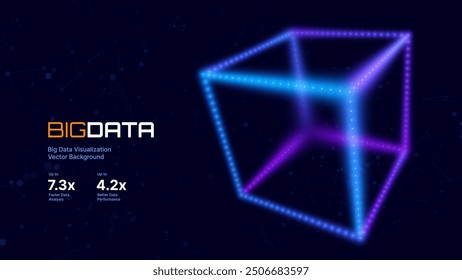 Tecnología de almacenamiento de Big Data. Fondo Abstractas del cubo de datos. Moderno Anuncio de Tecnología. Servidor de información. Ciencia de datos Ilustración vectorial de algoritmos de ciencias de la computación.