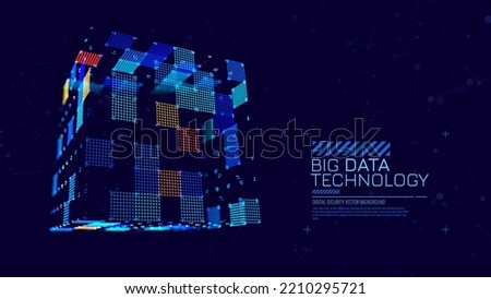 Big Data Storage Technology. Abstract Data Cube Background. Modern Technology Banner. Information Server. Data Science Computer Science Algorithms Vector Illustration.