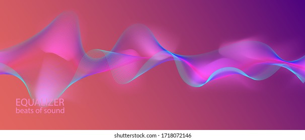 Big Data Stream 3D Fluid Lines. Neon Tech Presentation. Glow Fractal Slide. Grunge Music Background Blue Pink Purple Matrix Computing Banner. Futuristic Vector Equalizer. Cyber Gradient Overlay.