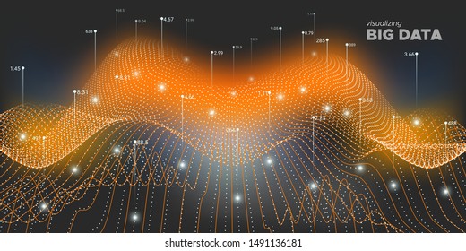 Big Data Stream. Background Statistic. Big Data Illustration. Black Digital Binary Wave. Neon Background Statistic. Graph Futuristic. Technology Visualization. Big Data Analysis.