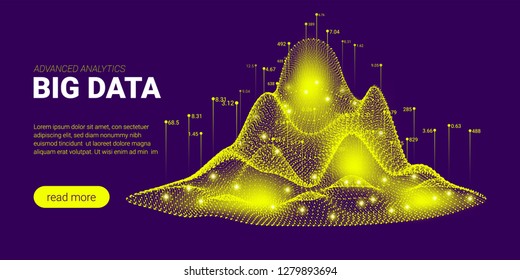 Big Data Stream Concept. Abstract Technology Background. Landing Page Template with Energy Stream and Glow Particles. 3d Presentation of Science Innovation. Data Stream Futuristic Visualization.