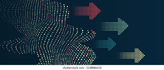 Big data stream futuristic infographics. File structuring, machine learning. Big data visualization. Data sorting process. A dynamic array of information, consisting of lines in the form of arrows.