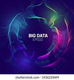 Big data stream vector abstract technology background. Circle background of data flow. Bigdata technology.