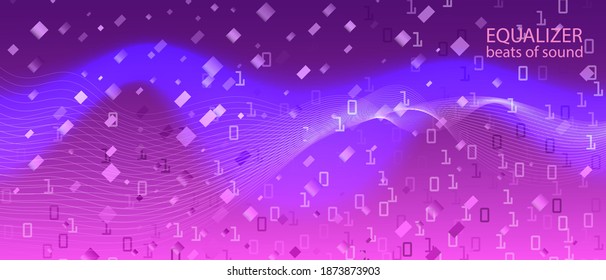Big Data Stream Vector Presentation. Neon Tech Grunge Trendy Template. Cyber Equalizer Slide. Fractal Flow Glow Blue Pink Purple Background. Matrix Falling Binary Code. Big Data Stream Banner