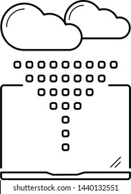 Big data technologies. Vector flat outline icon illustration isolated on white background.