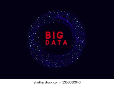 Big Data technology. Background abstract digital round sphere blue pattern. Futuristic 3d tech graphic