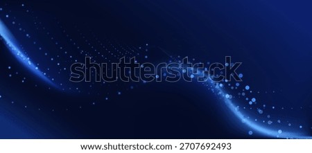 Big Data Technology Background With Data Analytics And Particle Wave Blue And Purple On Dark Blue Background