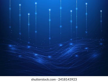 Big data technology background overlapping data lines It represents the collection of huge amounts of data into the digital technology system. and can be used at any time Vector illustration