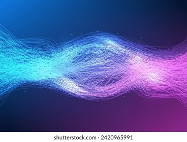 Big data technology background The overlapping lines represent the aggregation of enormous amounts of information. By transferring data through the network network system. Illustration, Vector