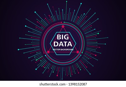 Big data technology background, radiating lines and geometric figures, big data concept meaning
