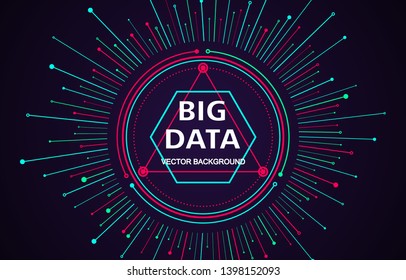 Big data technology background, radiating lines and geometric figures, big data concept meaning