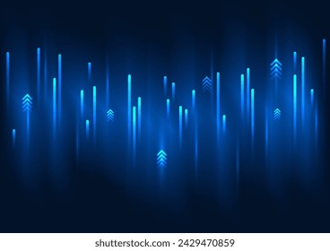 Big data technology background, rising data lines It represents the transmission of a huge amount of data into the digital technology system. Vector illustration