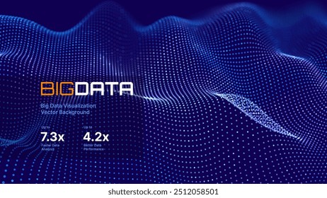 Puntos de Tecnología de Big Data. Fondo de Vector de flujo de datos digitales. Transmisión de datos inalámbrica 5G. Alta velocidad de los senderos ligeros. Flujo de información en el ciberespacio de realidad virtual. Ilustración vectorial.