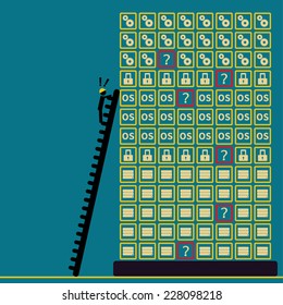 Big data technology engineer found the problem - concept ideas with vintage color