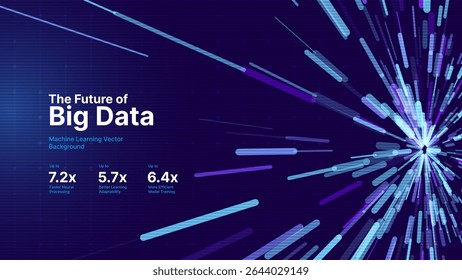 Big Data Technology Lines. Digital Data Flow Vector Background. 5G Wireless Data Transmission. High Speed of Light Trails. Information Flow in Virtual Reality Cyberspace. Vector Illustration.