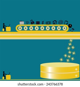 Big data technology managing datas with teams to database - concept idease with vintage color