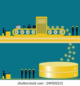 Big data technology managing datas with developer and audit teams to database - concept ideas with vintage color