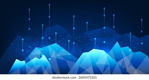 Big Data Technology The upward line from the technology mountain represents the use of technologies to store, process, and analyze, including Big Data, AI, Machine Learning, and Cloud Computing.