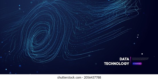 Big Data Technology vector illustration. Abstract blurred data business colored mesh.