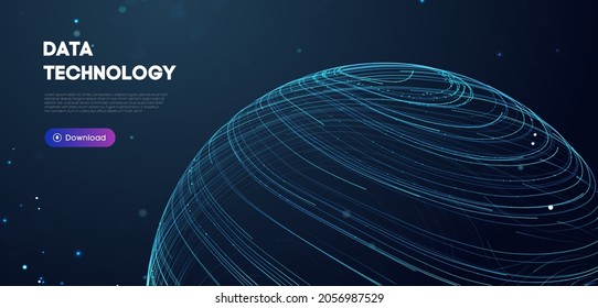 Big Data Technology vector illustration. Abstract blurred data business colored mesh.