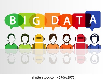 Big data text with colorful icons of people and robot working together - Powered by Shutterstock - Get 15% off with code: PIKWIZARD15