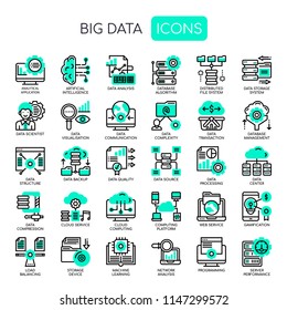 Big Data, Thin Line y Pixel Perfect Iconos