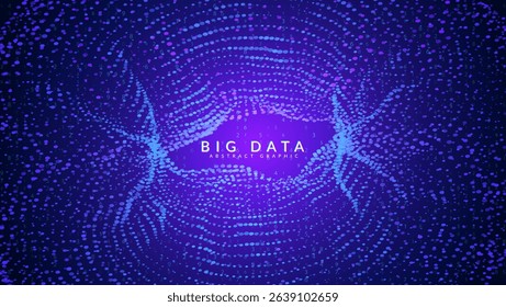 Big Data Torus Abstract Background. Technology Bg With Dynamic Dots And Numbers For AI Network. A Modern Design With Geometric Shapes, Symbolizing Future Business. Blue Tech Big Data Torus
