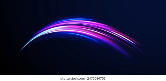 Big data traffic visualization, dynamic high speed data streaming traffic. Expressway, the effect of car headlights. Low-poly construction of fine lines.	