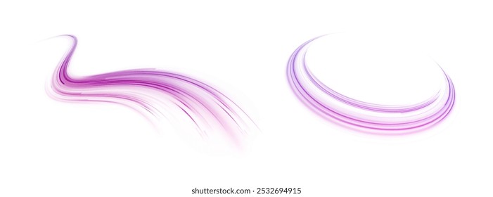 Big data traffic visualization, dynamic high speed data streaming traffic. Vector glitter light fire flare trace. Speed of light in galaxy. Neon light, electric, light effect png.