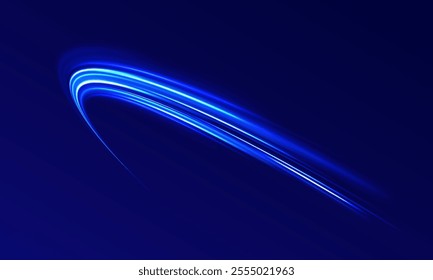 Big data traffic visualization, dynamic high speed, png, effect. Vector glowing lines air flow effect. Light trail wave, fire path trace line, car lights, optic fiber and incandescence curve twirl. 