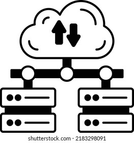 Big Data Transformation in the Cloud Vector Icon Design, Cloud Processing Symbol, Computing Services Sign, Web Services and Data Center stock illustration, preload transformations Concept